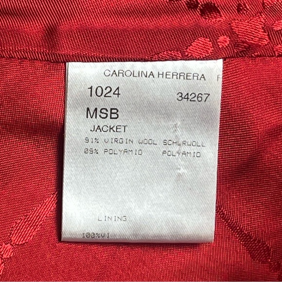 Vintage Carolina Herrera New York Red Virgin Wool Jacket – Size 16 - Picture 15 of 16
